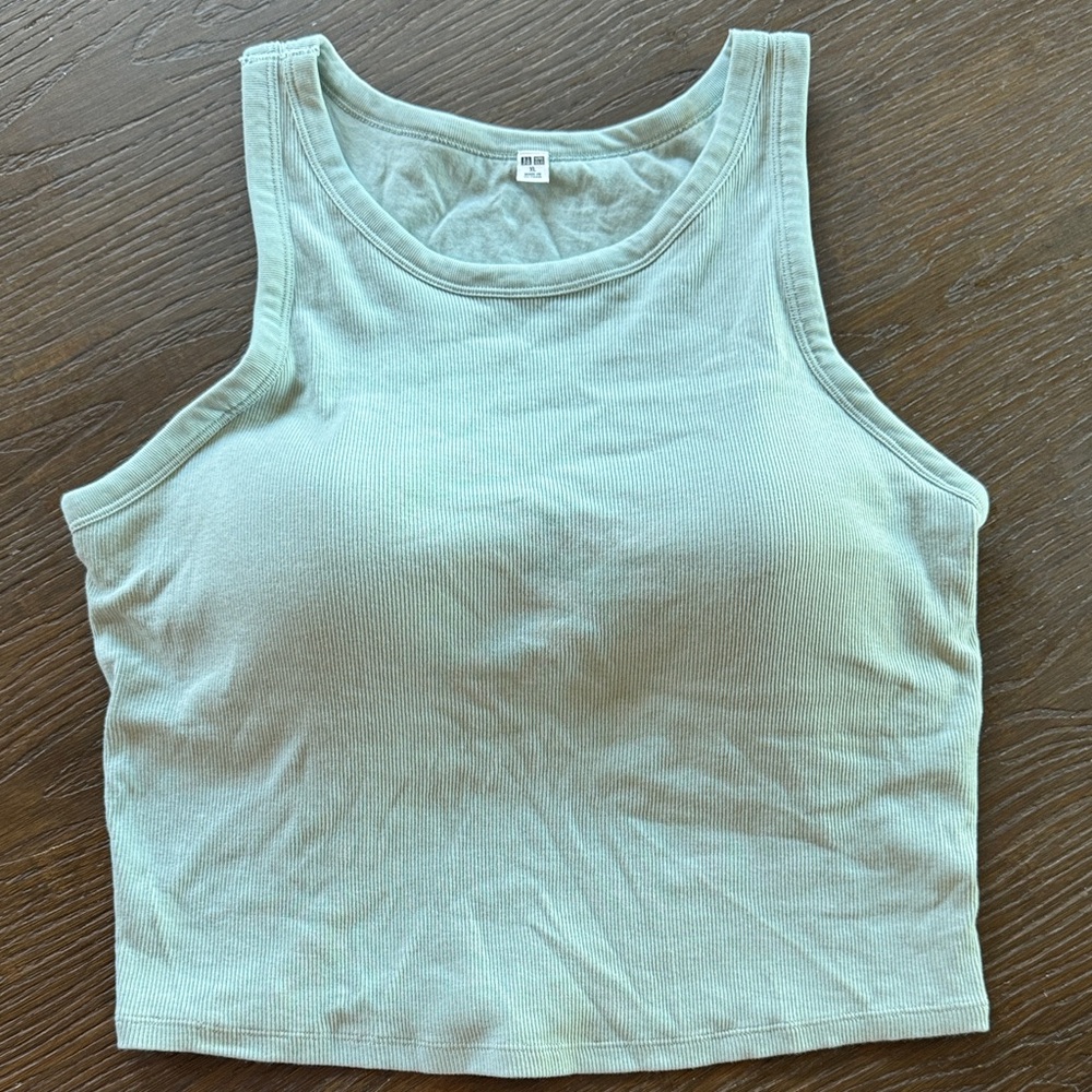 Uniqlo Light Blue Ribbed Cropped Bra Top